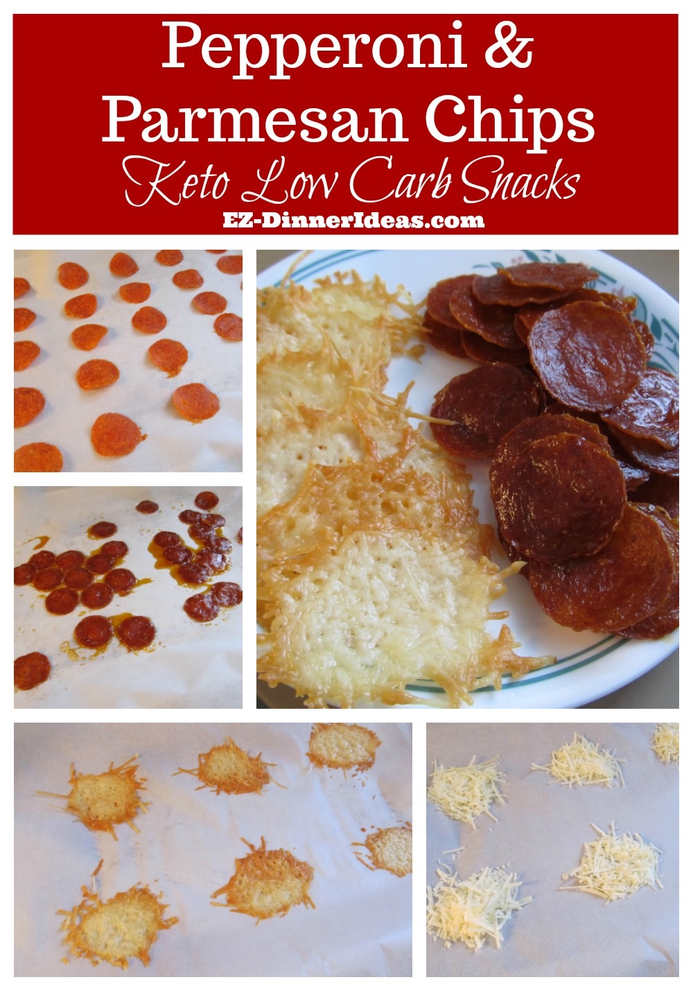 Pepperoni and Parmesan Chips are perfect for low carb and keto diet.  It's a great alternative for snacking and entertaining.