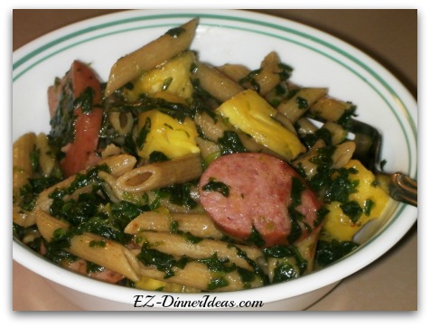 Pineapple Kielbasa Spinach Whole Wheat Pasta
