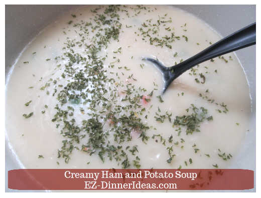 Adding both optional ingredients, dried kale and parsley Adding both optional ingredients, dried kale and parsley