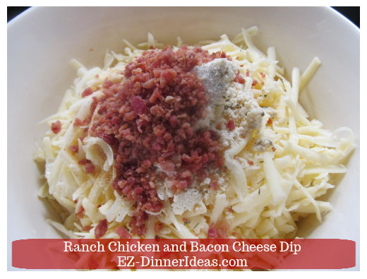 Ranch dressing and bacon bits on top