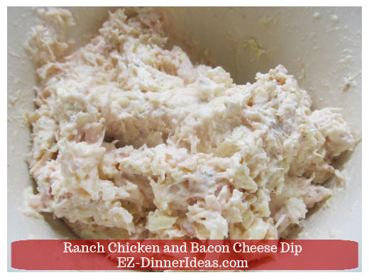 Combined ingredients of chicken dip