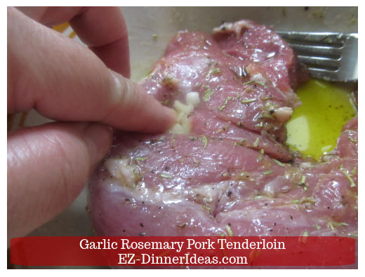 Garlic tugged into the meat
