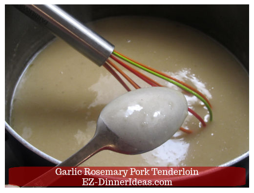 Gravy covers the back of a spoon