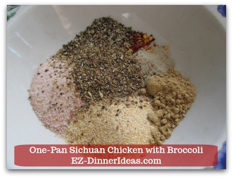 Sichuan Chicken Recipe | One-Pan Sichuan Chicken with Broccoli - Add all seasonings and spices into a small mixing bowl.