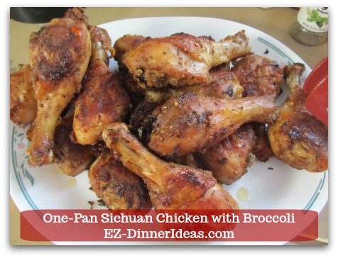 Sichuan Chicken Recipe | One-Pan Sichuan Chicken - Love something spicy? The recipe includes the part cooking broccoli.  But skip that, hold on to the drumstick and enjoy the game.