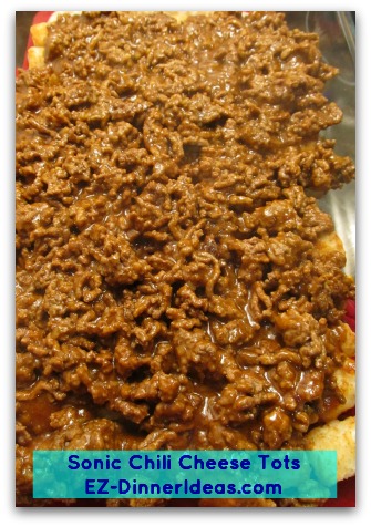 Sonic Chili Cheese Tots - Add chili on top of baked potato tots Sonic Chili Cheese Tots - Add chili on top of baked potato tots