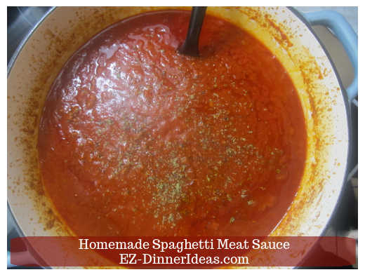 seasoning meat sauce half way