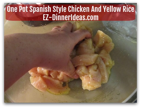 One Pot Chicken Recipe - Use your hand to massage the chicken.  You will be surprised how flavorful the meat is