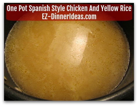 One Pot Chicken Recipe - Add chicken broth into the rice