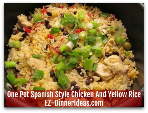 One Pot Chicken Recipe - Cook another 5 minutes under cover and garnish with scallions/cilantro.  Enjoy!