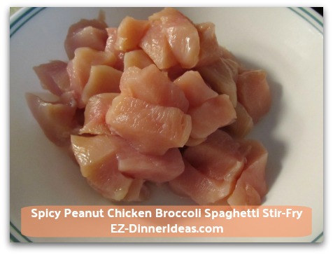 Spicy Peanut Chicken Broccoli Spaghetti Stir-Fry - 1 lb Skinless Boneless Chicken Breasts (cut in bite size) Spicy Peanut Chicken Broccoli Spaghetti Stir-Fry - 1 lb Skinless Boneless Chicken Breasts (cut in bite size)