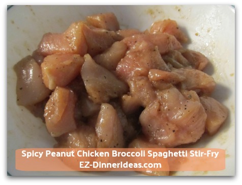 Spicy Peanut Chicken Broccoli Spaghetti Stir-Fry - Let meat marinate for 4 hours or overnight Spicy Peanut Chicken Broccoli Spaghetti Stir-Fry - Let meat marinate for 4 hours or overnight