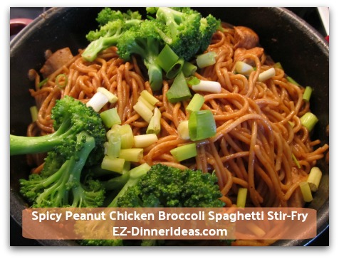 Spicy Peanut Chicken Broccoli Spaghetti Stir-Fry