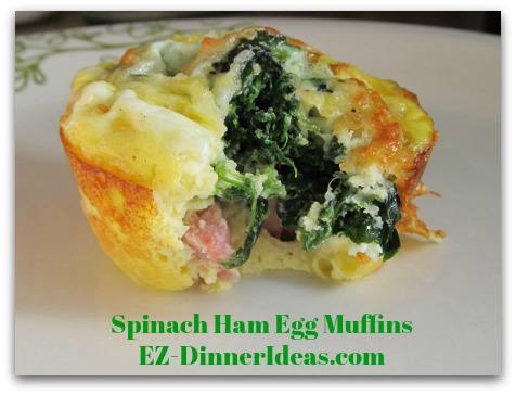 Spinach Ham Egg Muffins - Microwave thawed egg muffin for 15-20 seconds and enjoy