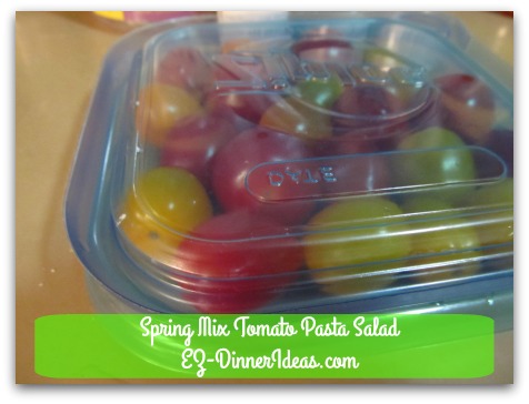Spring Mix Tomato Pasta Salad - Cover with another same size container lid