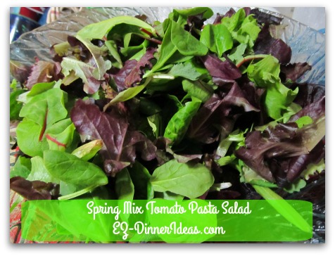 Spring Mix Tomato Pasta Salad - Transfer pre-washed spring mix to a big salad bowl