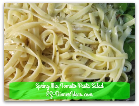 Spring Mix Tomato Pasta Salad - Toss to coat with dressing