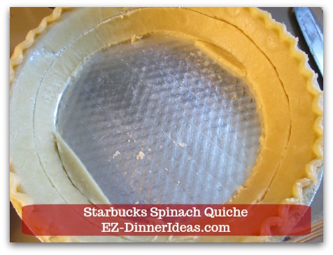 Starbucks Spinach Quiche - If there is not enough to cover the top of the pie, cut another ring and use the dough from there.