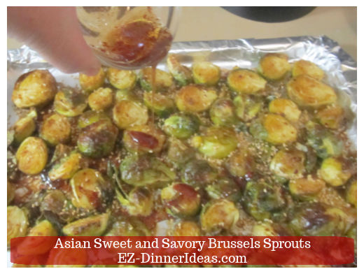Drizzle dressing on Brussels sprouts Drizzle dressing on Brussels sprouts