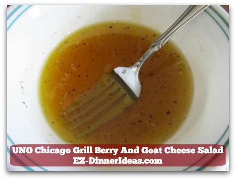 UNO Chicago Grill Berry And Goat Cheese Salad - This honey vinaigrette is the key to make the goat cheese blended so well with everything.