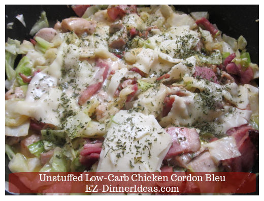 Unstuffed Low-Carb Chicken Cordon Bleu is ready to serve