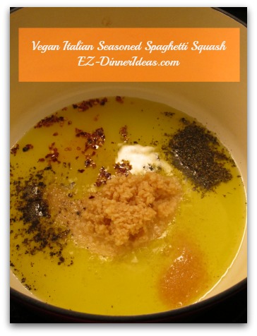 Vegan Italian Seasoned Spaghetti Squash - Look at how simple the dressing is.  Just toss to coat and enjoy. Vegan Italian Seasoned Spaghetti Squash - Look at how simple the dressing is.  Just toss to coat and enjoy.