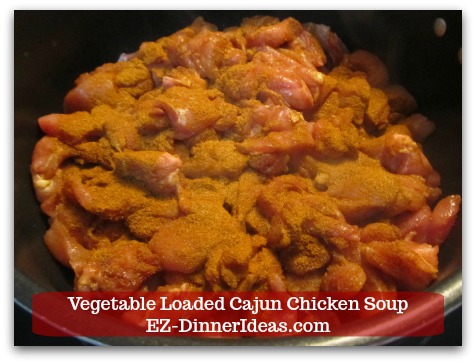Kale Chicken Soup | Vegetable Loaded Cajun Chicken Soup - Brown chicken in the soup pot and add another tbsp Cajun seasoning in.