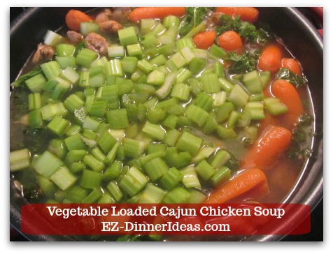 Kale Chicken Soup | Vegetable Loaded Cajun Chicken Soup - Add diced celery and cook for another 3-5 minutes until crisp tender.