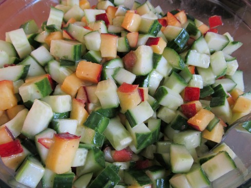Cucumber Nectarine Salad with Strawberry Rhubarb Dressing Cucumber Nectarine Salad with Strawberry Rhubarb Dressing
