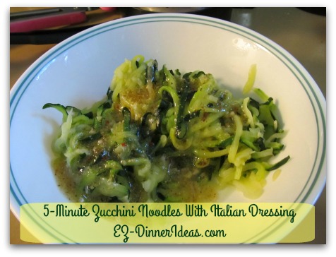 Cooking for Two | 5-Minute Zucchini Noodles With Italian Dressing - Add Italian dressing.