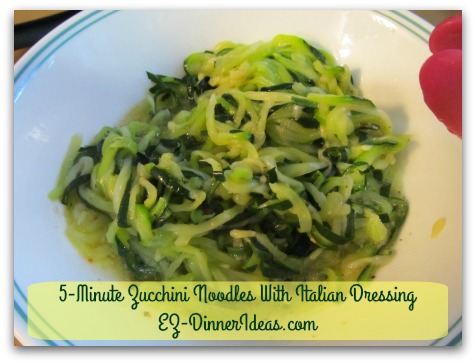 Cooking for Two | 5-Minute Zucchini Noodles With Italian Dressing - Toss to coat; salt and pepper to taste.