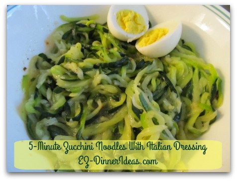 Cooking for Two | 5-Minute Zucchini Noodles With Italian Dressing - Add hard-boiled egg (optional) and serve immediately or in room temperature.